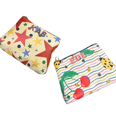 Roomy Leather Tile Bag / Clutch- LUCKY CHERRY