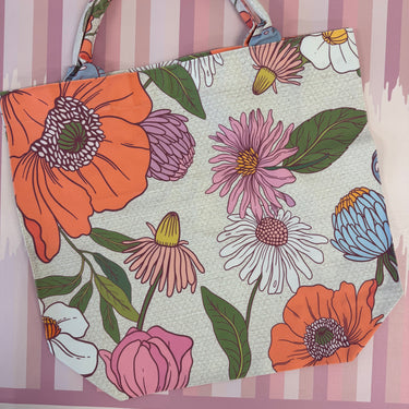 Jumbo Slouchy Denim Tote, SUMMER BLOOM